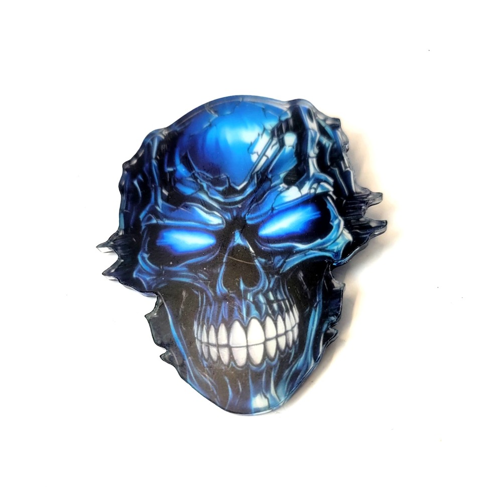 Blue Electric Skull Pin Acrylic Lapel Brooch Gothic Punk Rock Accessory Gift New